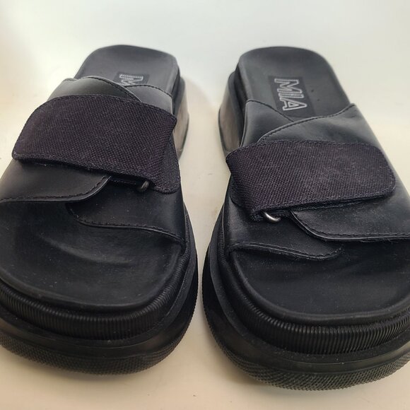 MIA 80's Chunky Platform Slide Black Sandals US 8.5 Retro Style - Picture 5 of 16